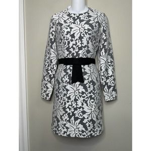 Draper James Gray & White Embroidered Fabric Dress Occasion‎ Long Sleeve~ 4